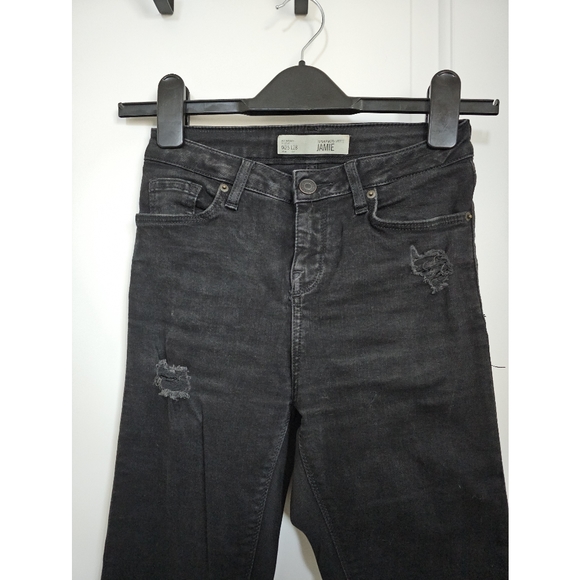 Topshop (Petite) | "Jamie" Moto Distressed Skinny Jeans - Picture 5 of 9
